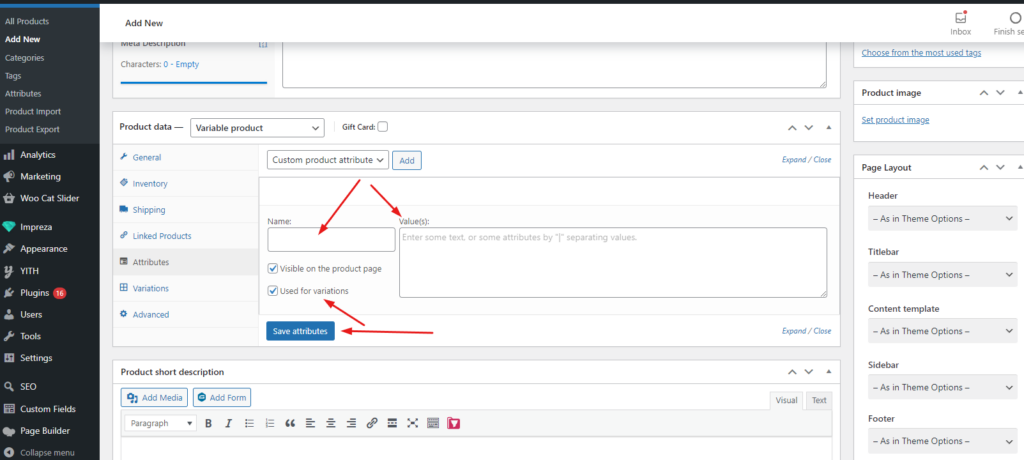 variable product inputting