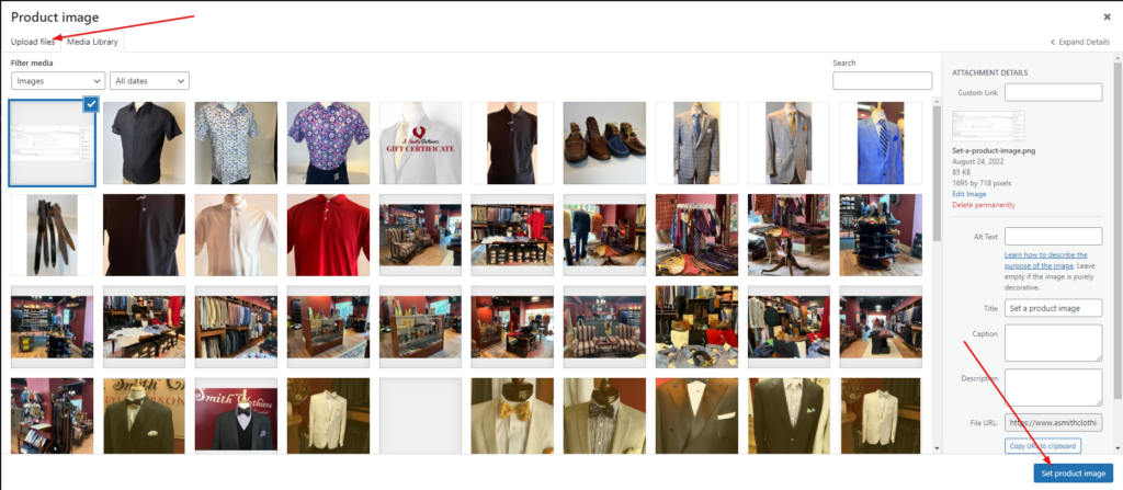 set a product image to the media gallery on woocommerce appnet